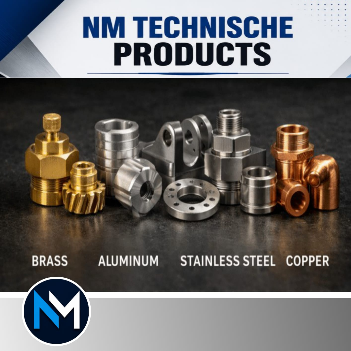 Brass aluminium stainless steel and copper component examples